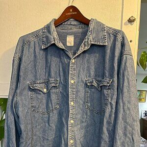 True Vintage 1990s Old Navy Denim Chambray Work Shirt Men’s XL San Francisco